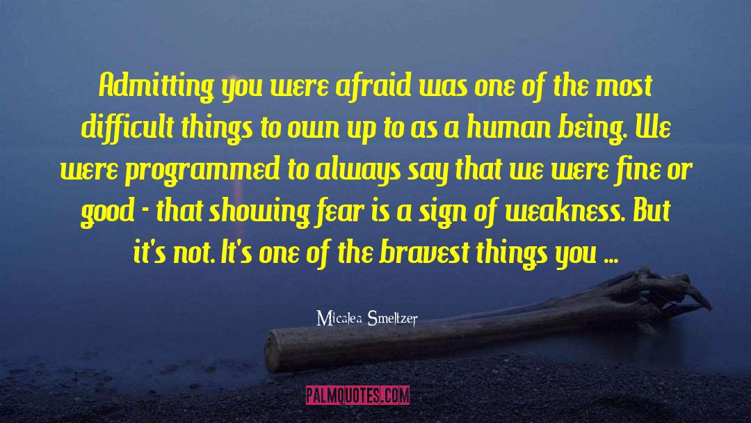 Micalea Smeltzer Quotes: Admitting you were afraid was