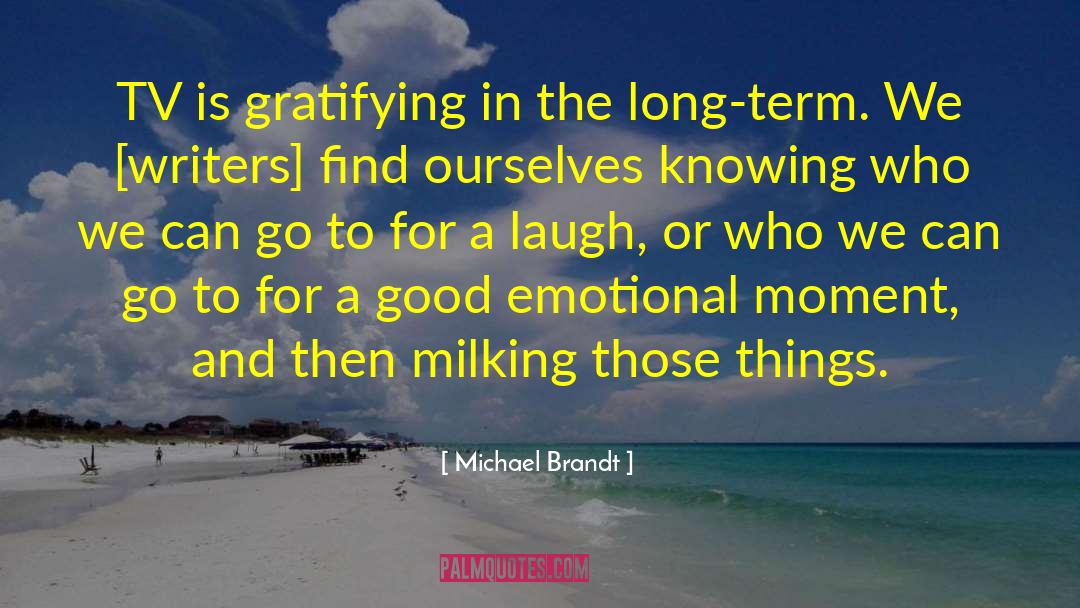 Michael Brandt Quotes: TV is gratifying in the