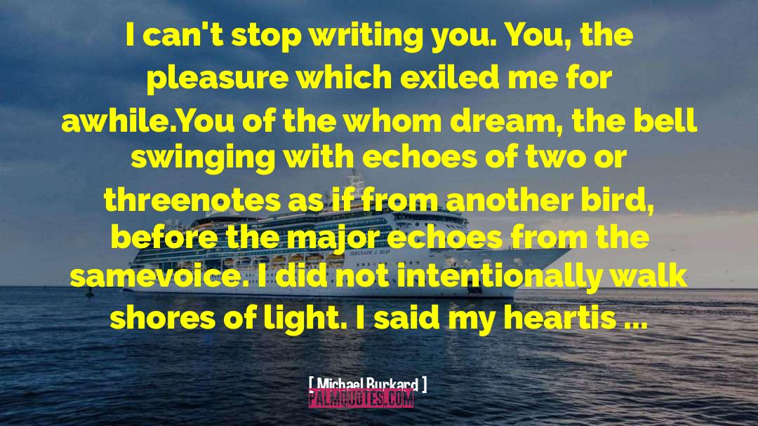 Michael Burkard Quotes: I can't stop writing you.