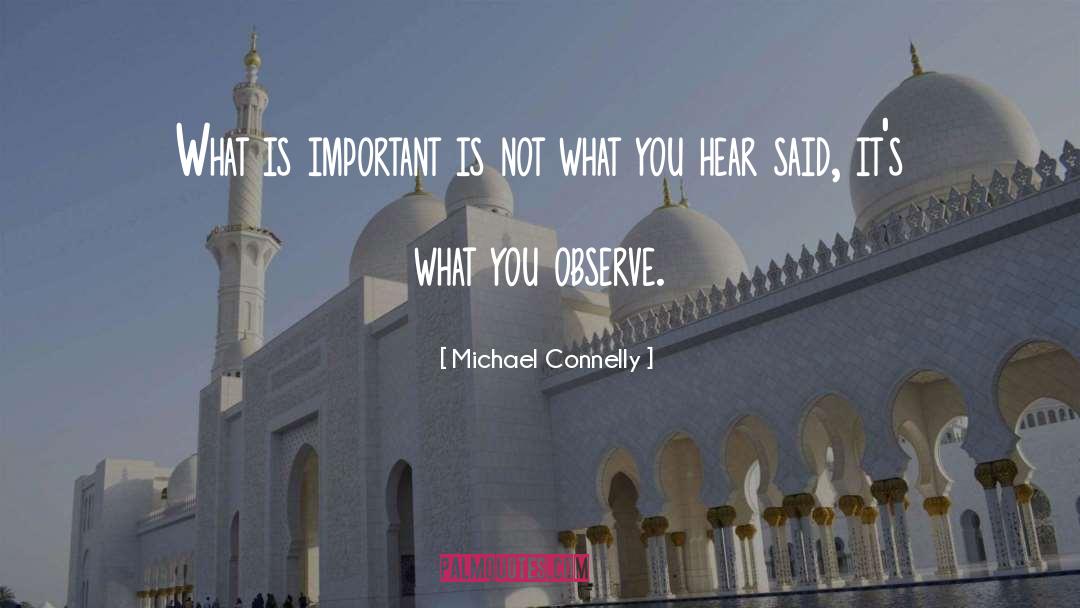 Michael Connelly Quotes: What is important is not