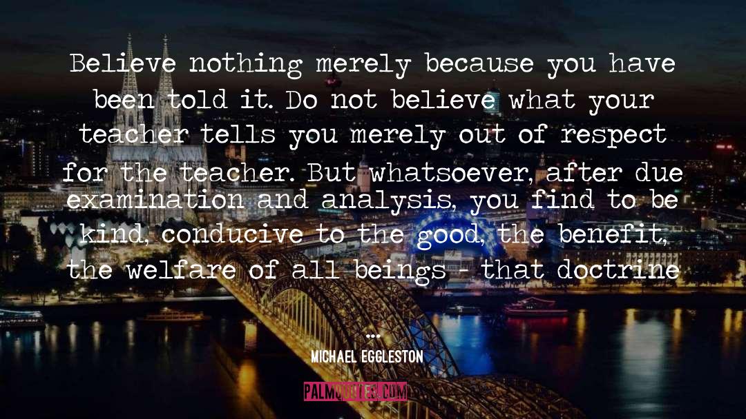 Michael Eggleston Quotes: Believe nothing merely because you