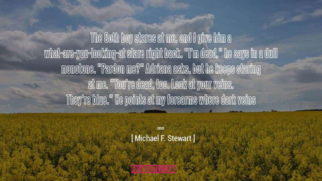 Michael F. Stewart Quotes: The Goth boy stares at