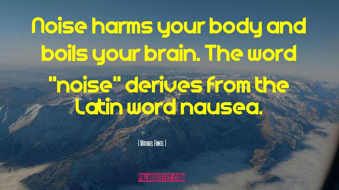 Michael Finkel Quotes: Noise harms your body and