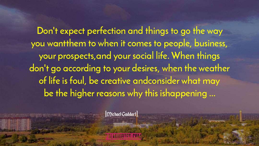 Michael Goddart Quotes: Don't expect perfection and things
