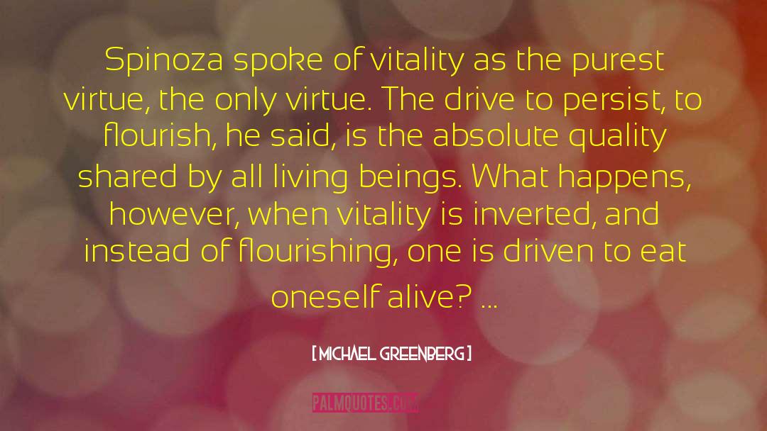 Michael Greenberg Quotes: Spinoza spoke of vitality as