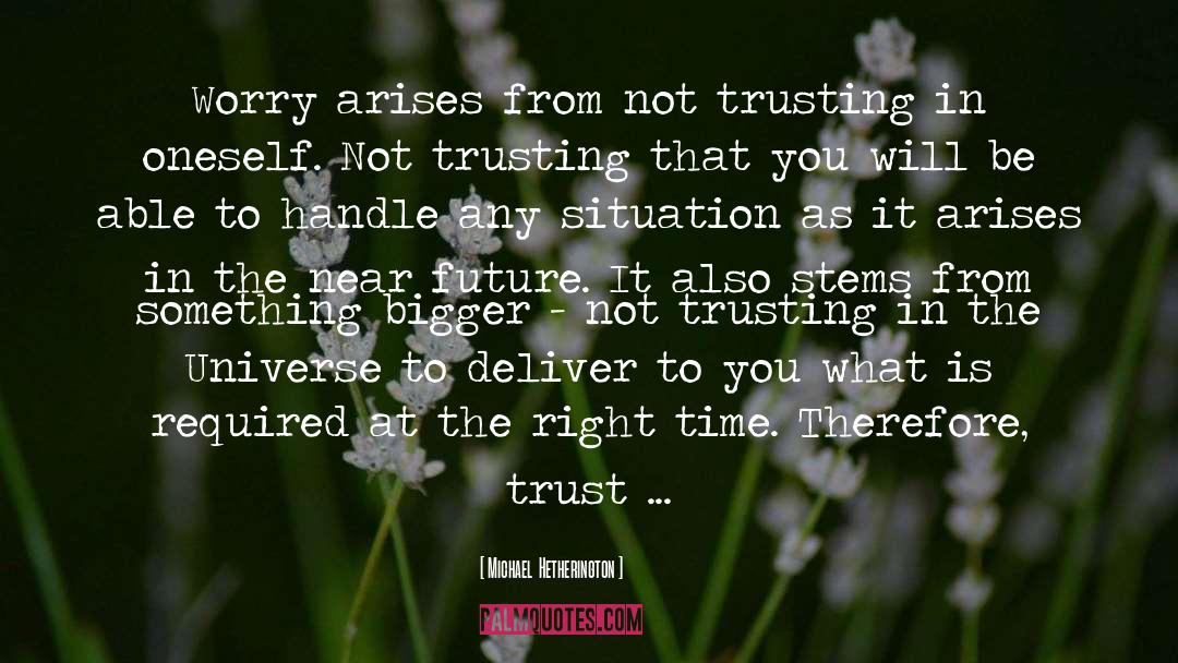 Michael Hetherington Quotes: Worry arises from not trusting