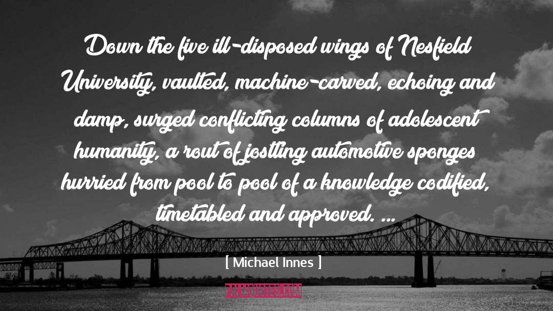 Michael Innes Quotes: Down the five ill-disposed wings