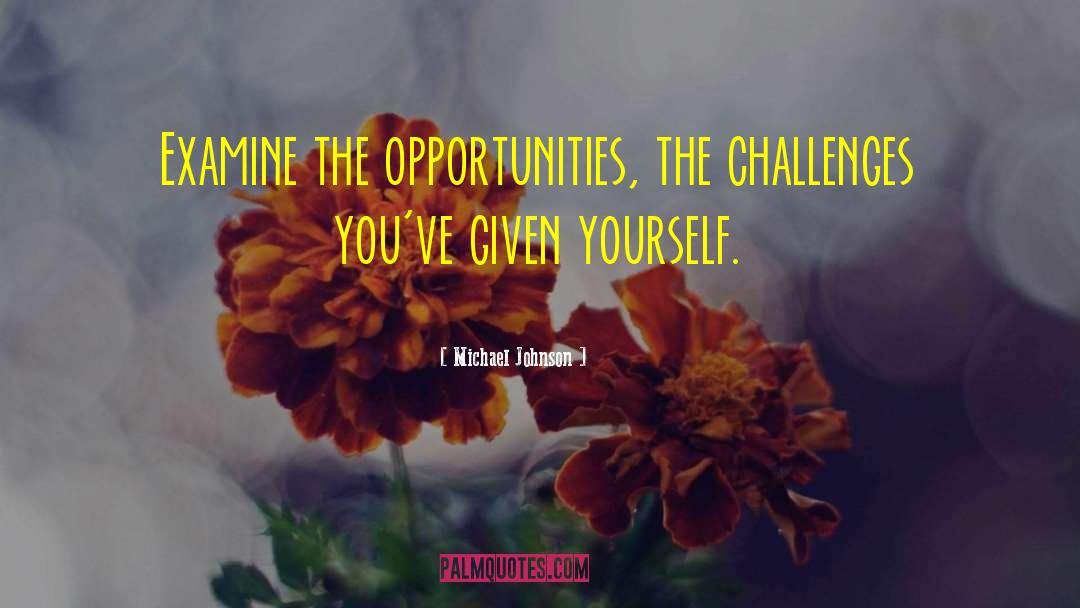 Michael Johnson Quotes: Examine the opportunities, the challenges