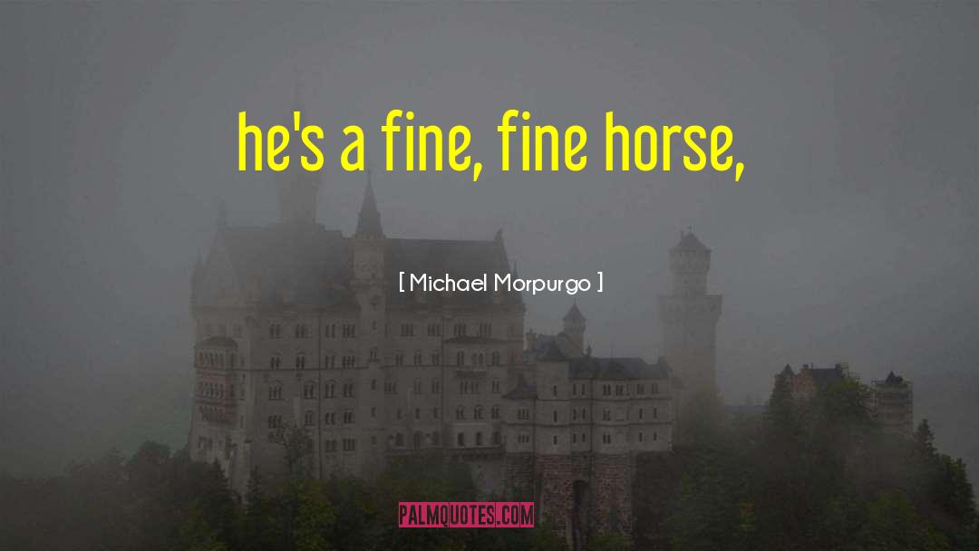 Michael Morpurgo Quotes: he's a fine, fine horse,