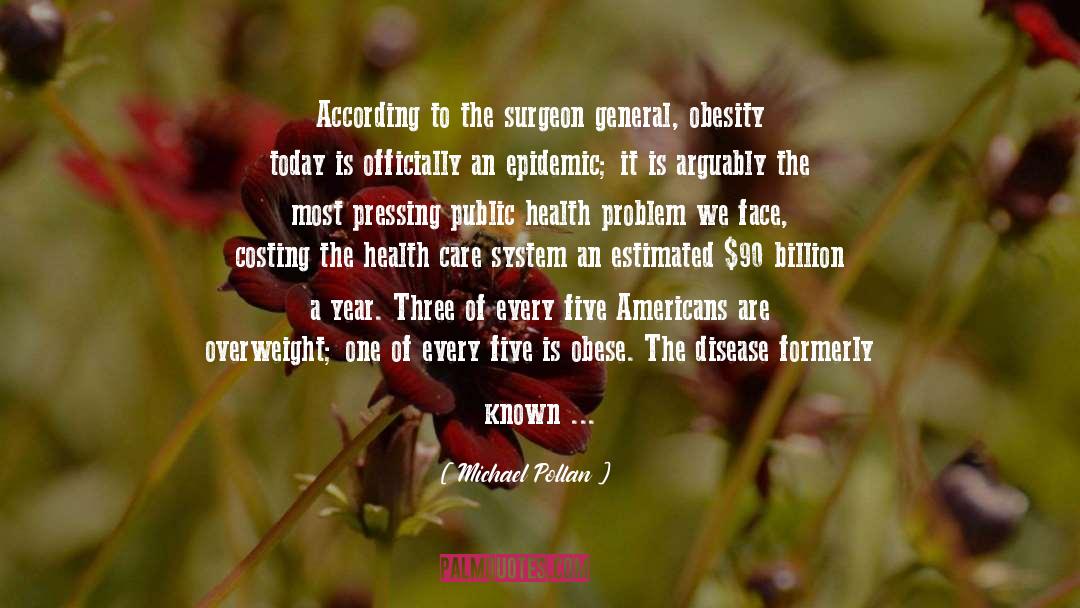 Michael Pollan Quotes: According to the surgeon general,