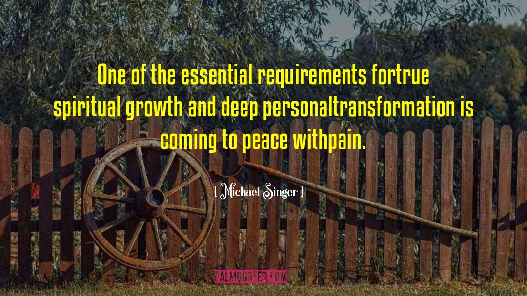 Michael Singer Quotes: One of the essential requirements