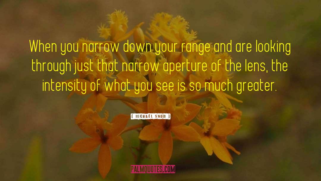 Michael Snow Quotes: When you narrow down your