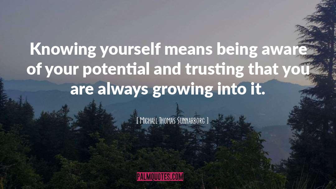 Michael Thomas Sunnarborg Quotes: Knowing yourself means being aware