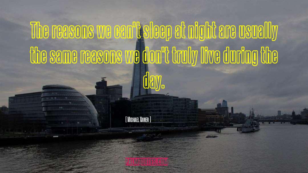 Michael Xavier Quotes: The reasons we can't sleep