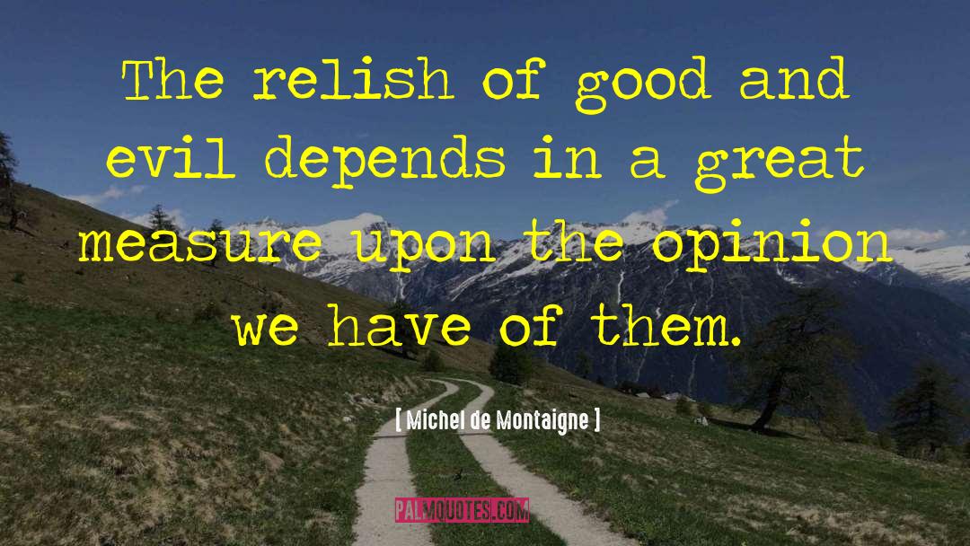 Michel De Montaigne Quotes: The relish of good and