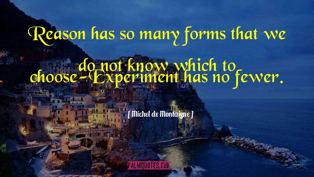 Michel De Montaigne Quotes: Reason has so many forms