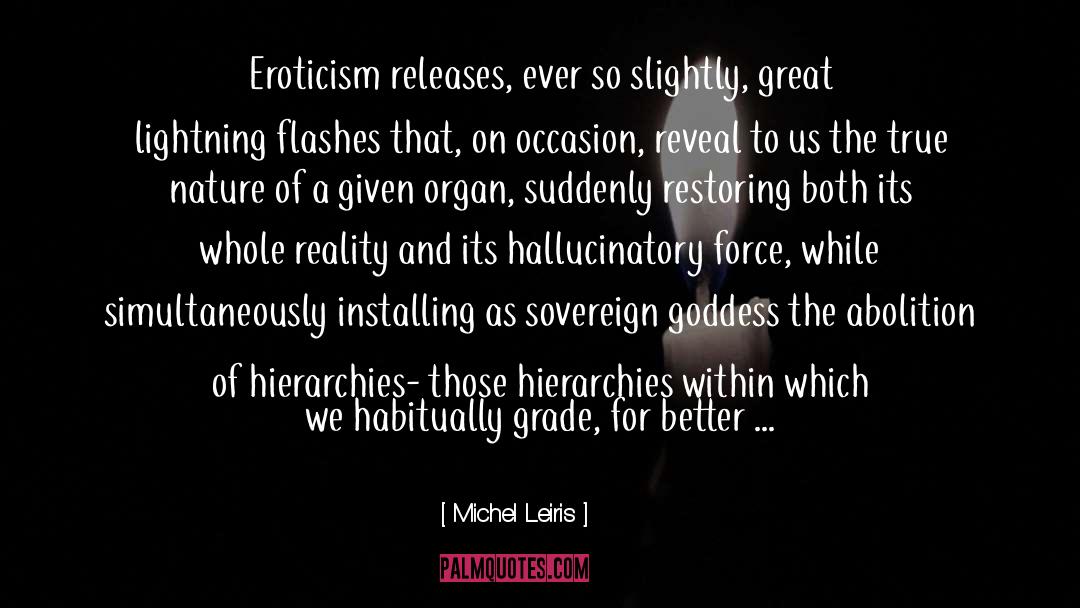 Michel Leiris Quotes: Eroticism releases, ever so slightly,