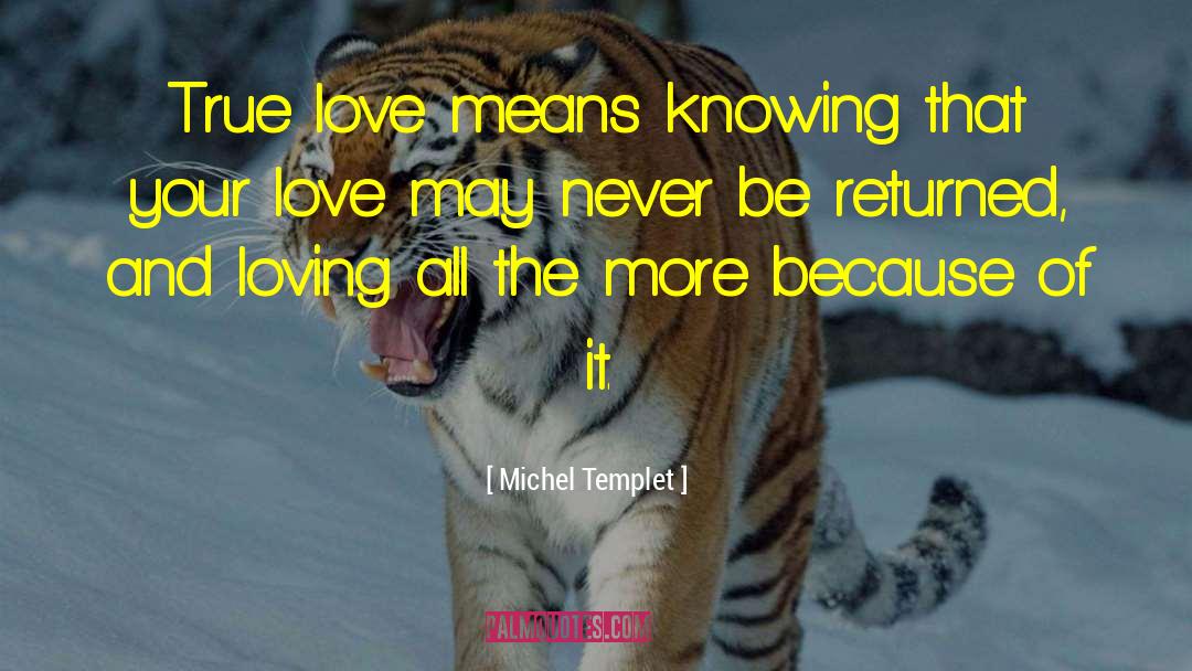 Michel Templet Quotes: True love means knowing that