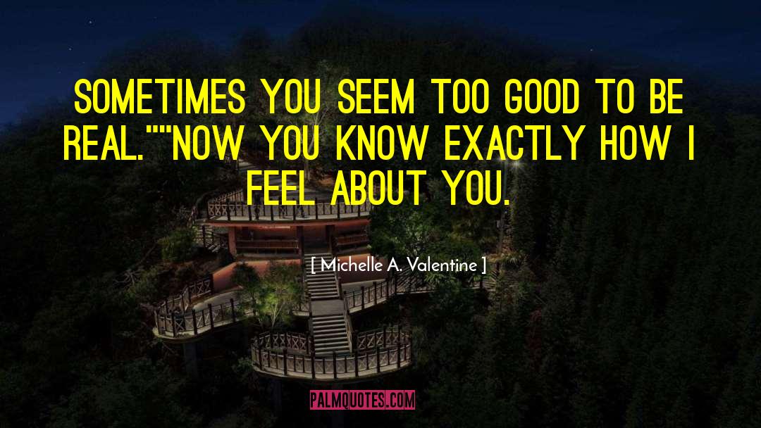 Michelle A. Valentine Quotes: Sometimes you seem too good