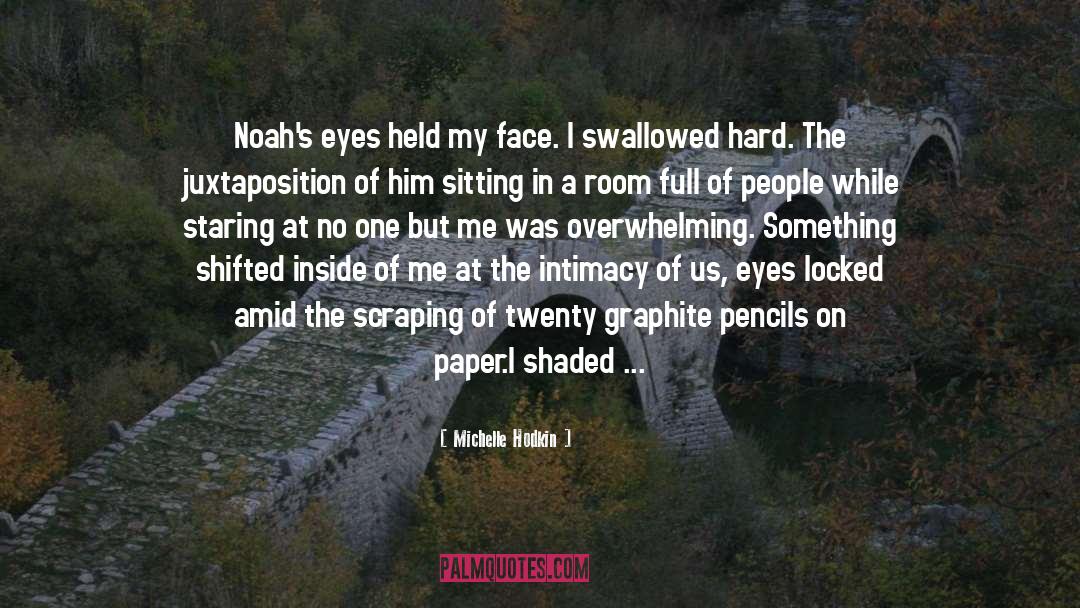 Michelle Hodkin Quotes: Noah's eyes held my face.