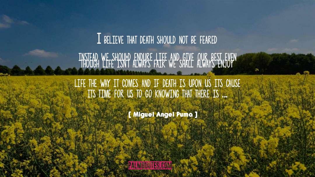 Miguel Angel Puma Quotes: I believe that death should