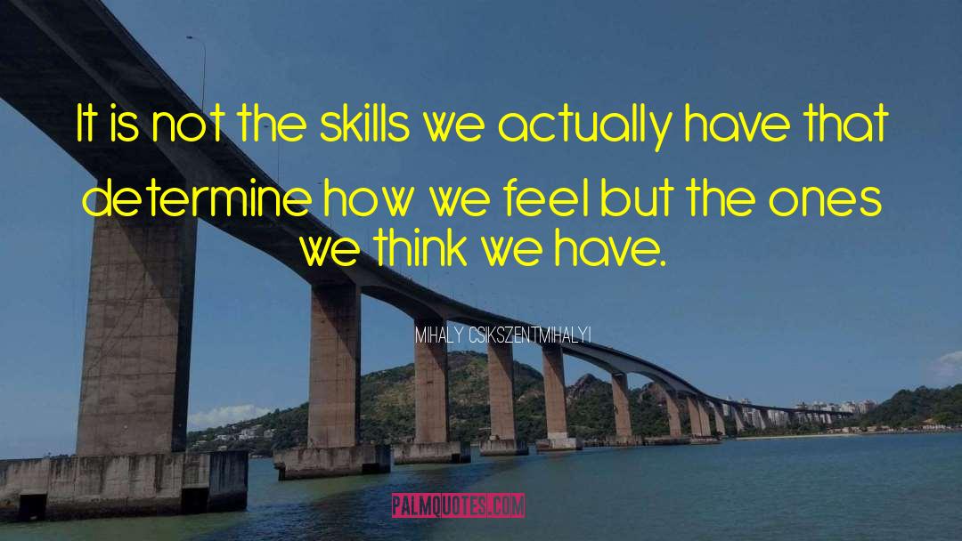 Mihaly Csikszentmihalyi Quotes: It is not the skills