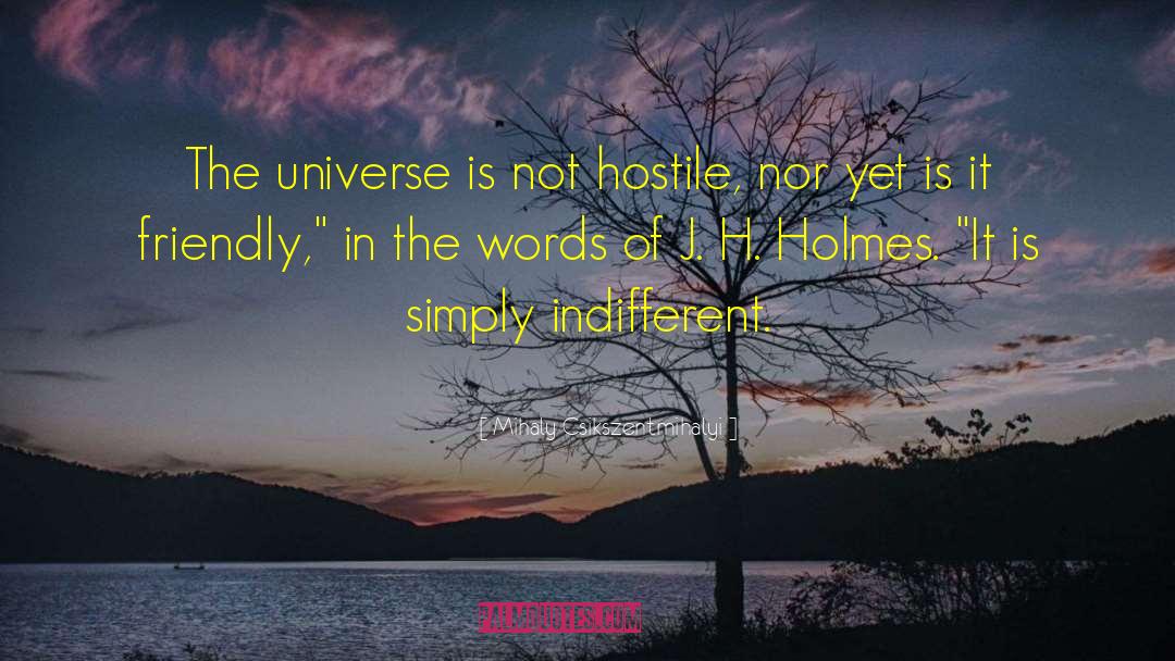 Mihaly Csikszentmihalyi Quotes: The universe is not hostile,