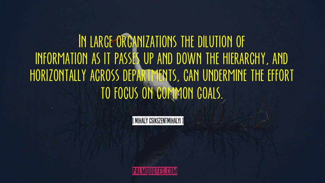 Mihaly Csikszentmihalyi Quotes: In large organizations the dilution