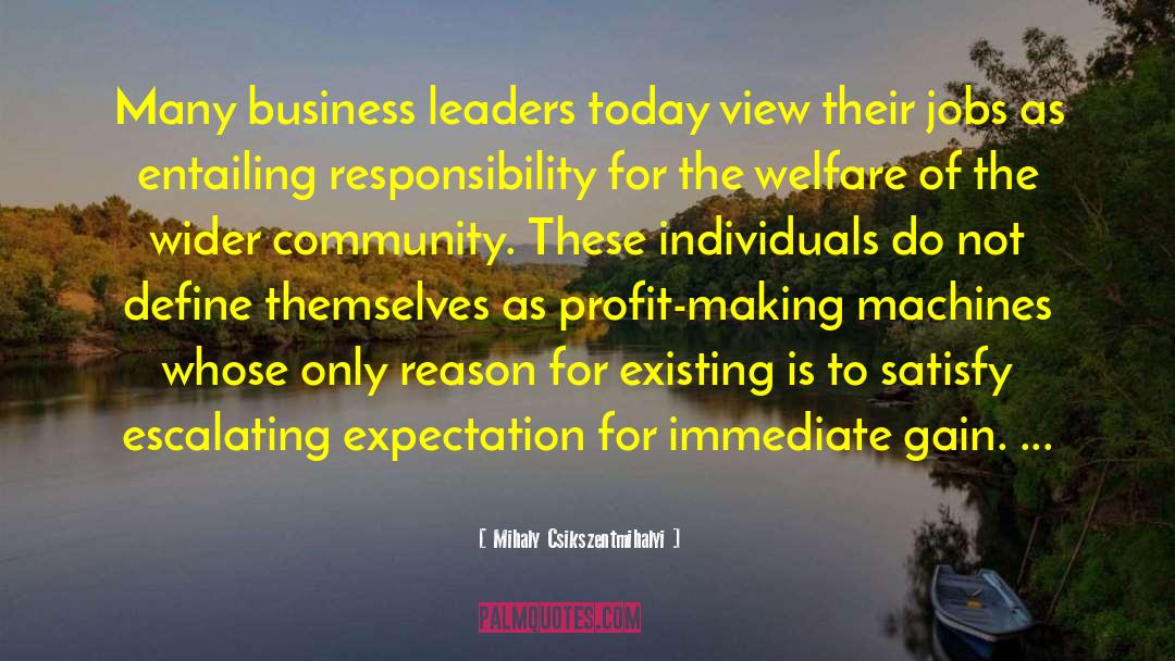 Mihaly Csikszentmihalyi Quotes: Many business leaders today view