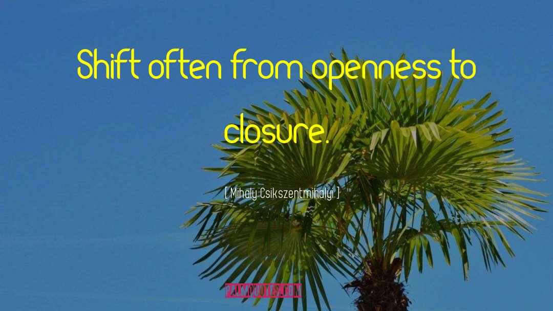 Mihaly Csikszentmihalyi Quotes: Shift often from openness to