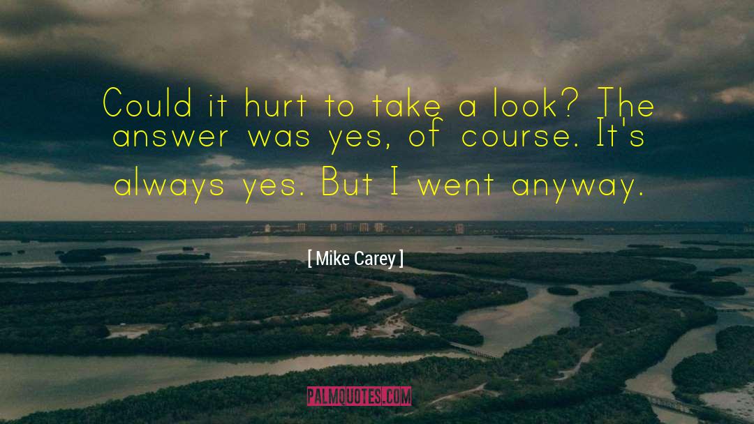 Mike Carey Quotes: Could it hurt to take