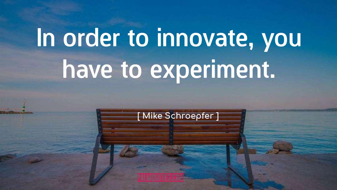 Mike Schroepfer Quotes: In order to innovate, you