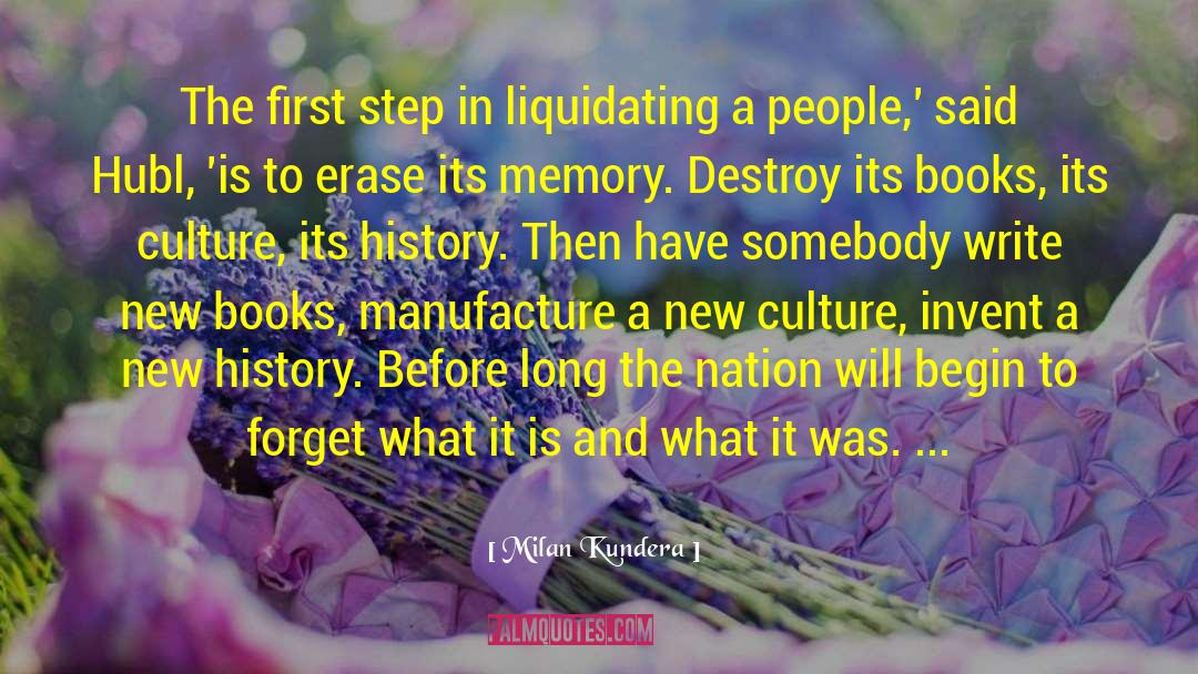 Milan Kundera Quotes: The first step in liquidating
