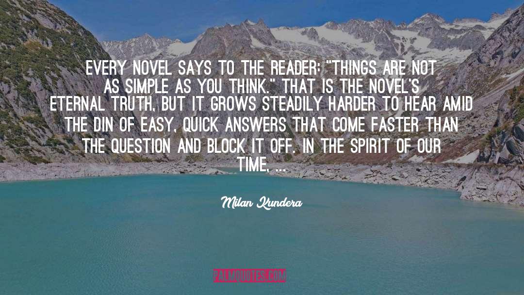 Milan Kundera Quotes: Every novel says to the