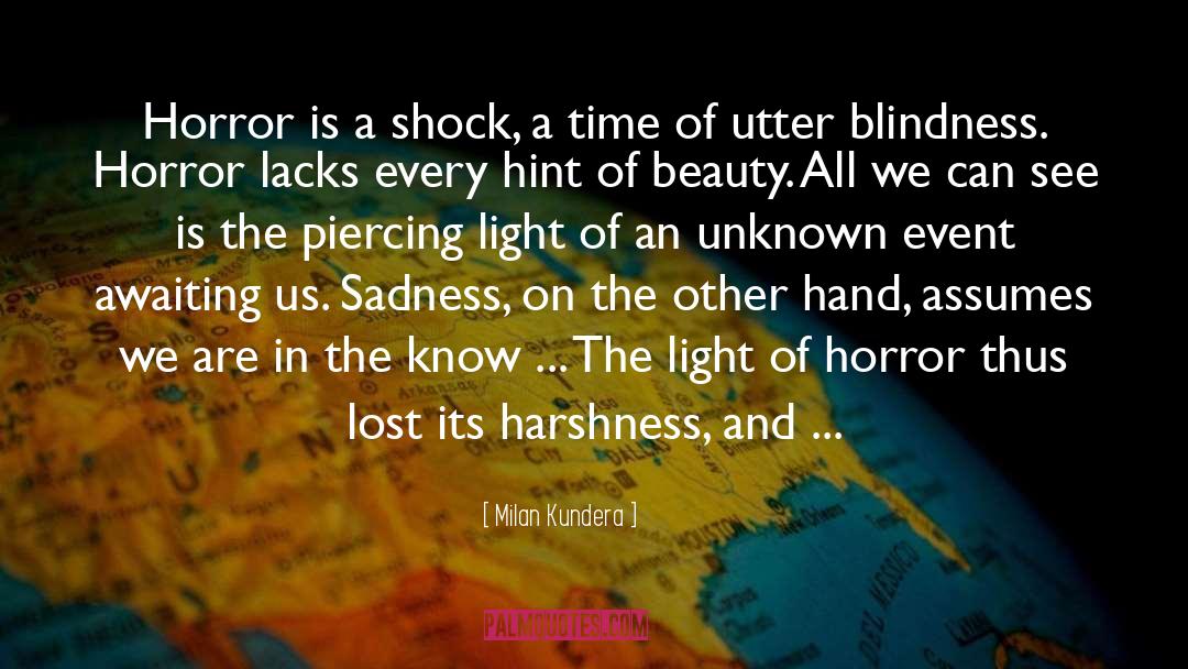 Milan Kundera Quotes: Horror is a shock, a