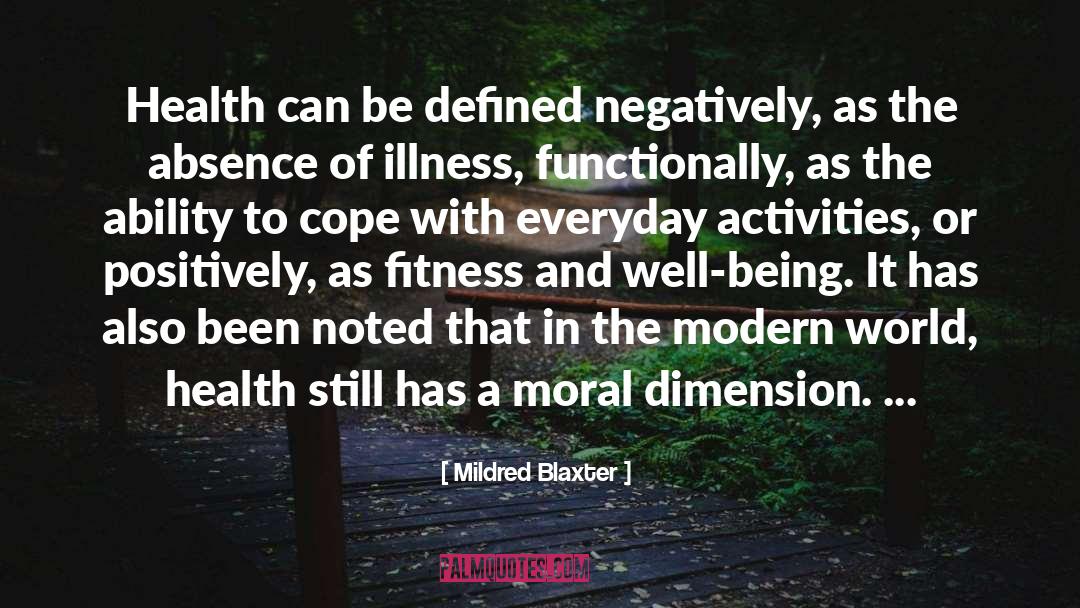 Mildred Blaxter Quotes: Health can be defined negatively,