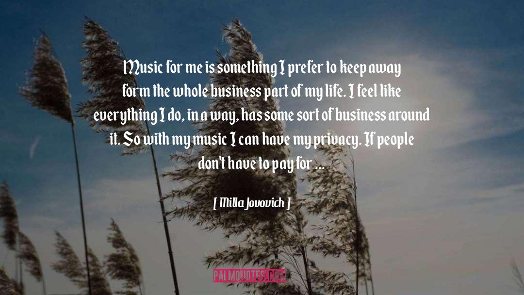 Milla Jovovich Quotes: Music for me is something