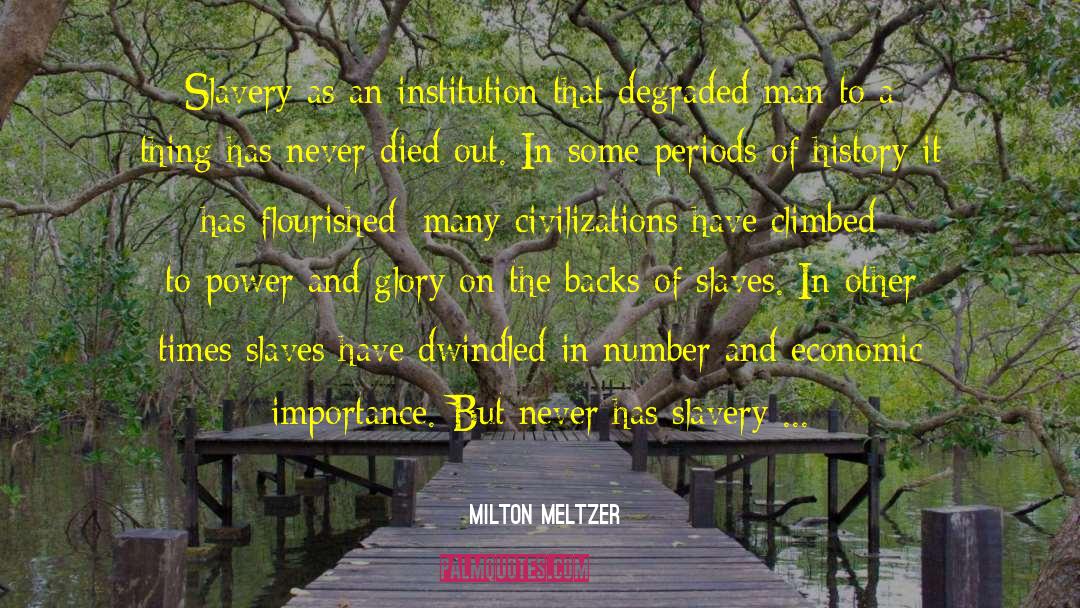 Milton Meltzer Quotes: Slavery as an institution that