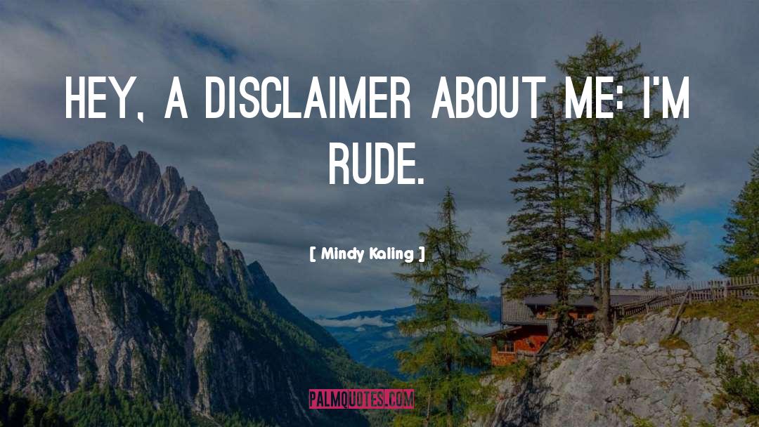 Mindy Kaling Quotes: Hey, a disclaimer about me: