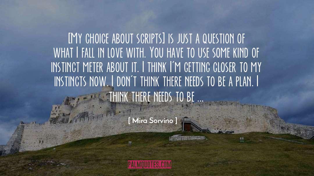 Mira Sorvino Quotes: [My choice about scripts] is