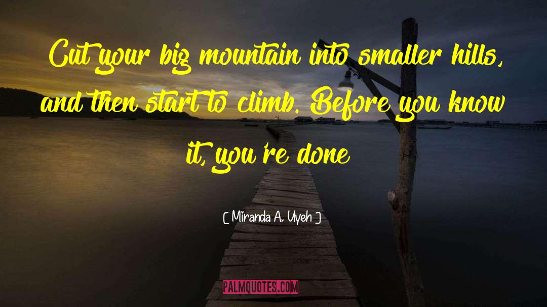 Miranda A. Uyeh Quotes: Cut your big mountain into