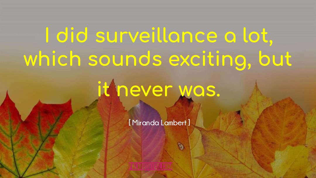 Miranda Lambert Quotes: I did surveillance a lot,