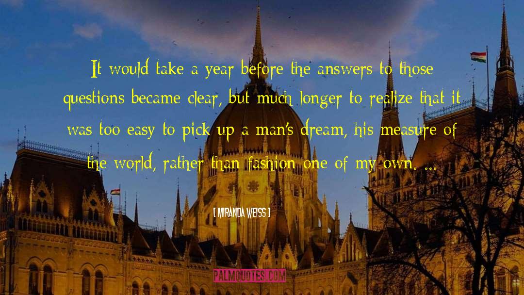 Miranda Weiss Quotes: It would take a year