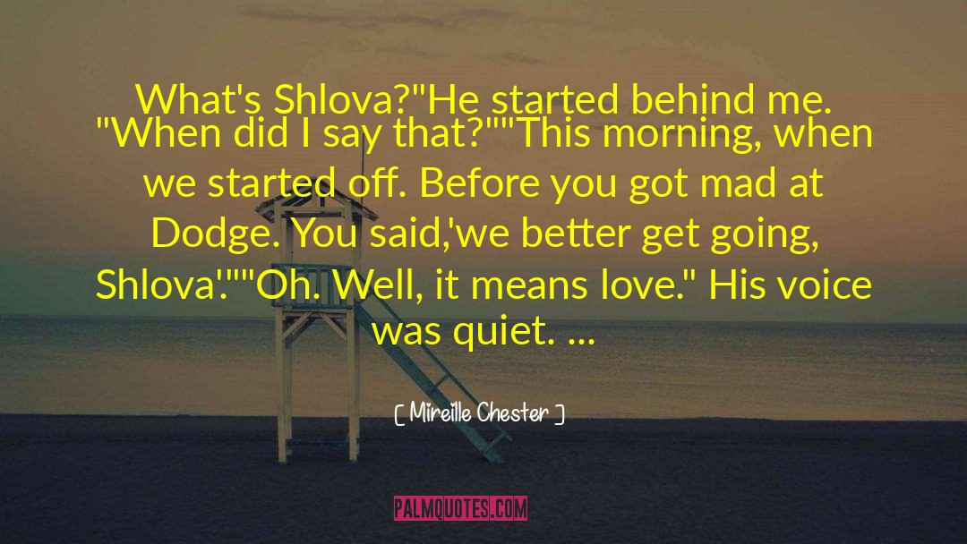 Mireille Chester Quotes: What's Shlova?