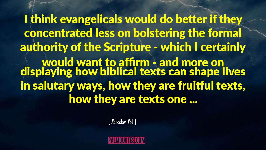 Miroslav Volf Quotes: I think evangelicals would do