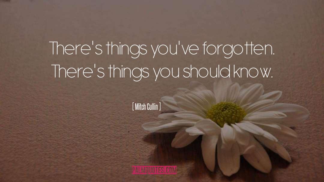 Mitch Cullin Quotes: There's things you've forgotten. There's