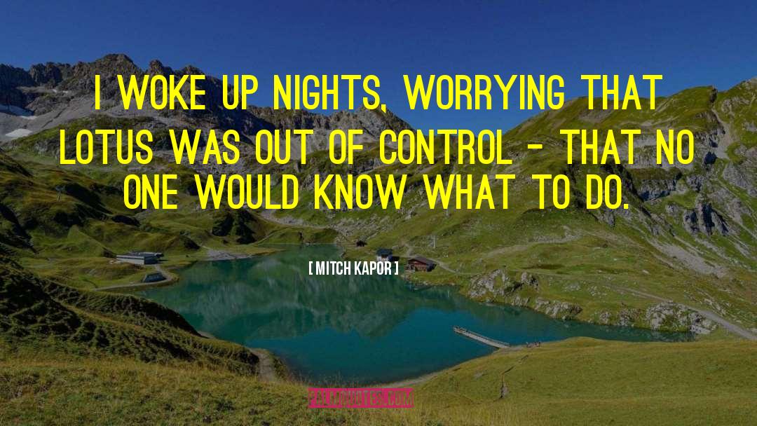 Mitch Kapor Quotes: I woke up nights, worrying