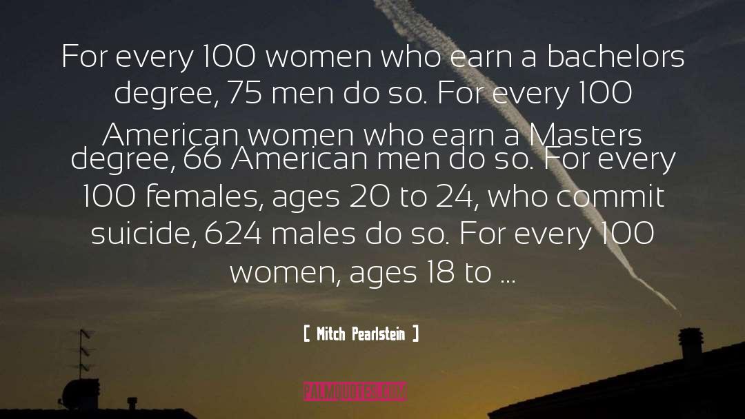 Mitch Pearlstein Quotes: For every 100 women who
