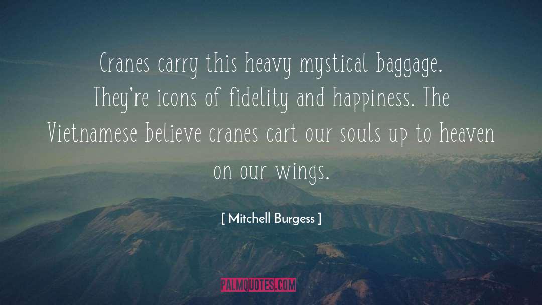 Mitchell Burgess Quotes: Cranes carry this heavy mystical