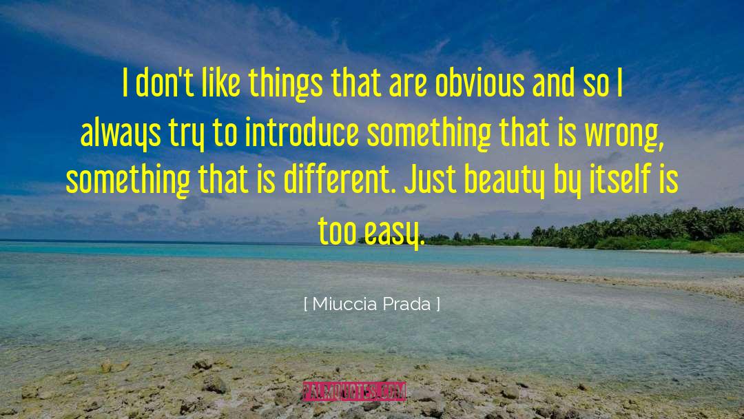 Miuccia Prada Quotes: I don't like things that